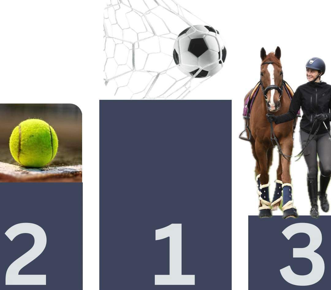 Podium des licenciés: 1er place le football, 2eme place le tennis et 3eme place l'équitation 